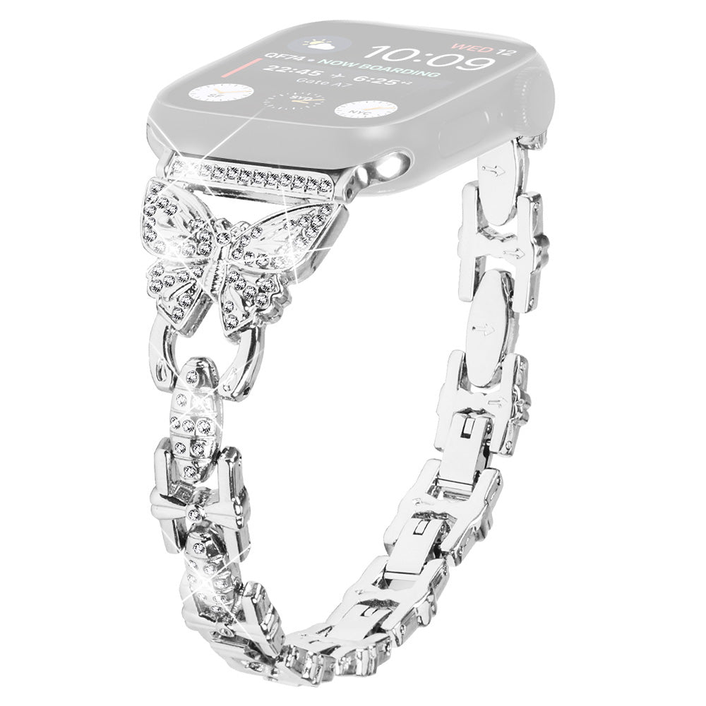 Stainless Steel Watch Band for Apple Watch Ultra 2 49mm Series 9 45mm SE (2023) 44mm Ultra 49mm 8 7 45mm 6 5 4 SE (2022) SE 44mm 3 2 1 42mm Butterfly Rhinestone Decor Bracelet Strap Stainless Steel Watch Band for Apple Watch Ultra 2 49mm Series 9 45mm SE (2023) 44mm Ultra 49mm 8 7 45mm 6 5 4 SE (2022) SE 44mm 3 2 1 42mm Butterfly Rhinestone Decor Bracelet Strap